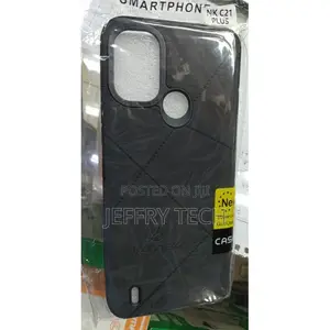 Nokia C21 Plus, Black Leather Classy Fashion Cover Case./