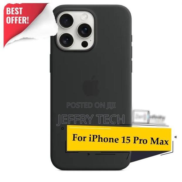 iPhone 15 Pro Max Silicone Cover Case - Black. - main view