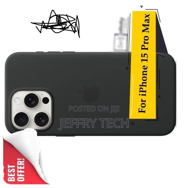 iPhone 15 Pro Max Silicone Cover Case - Black. - thumbnail 2