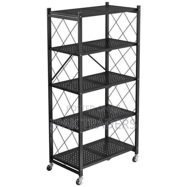 5-Tier Foldable Multipurpose Rack With Wheels