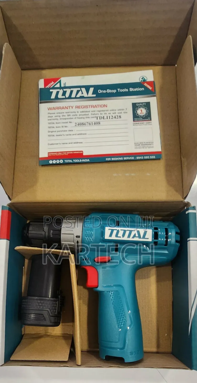 Total 12v 1.5ah 750rpm Tdli12428 Cordless Drill
