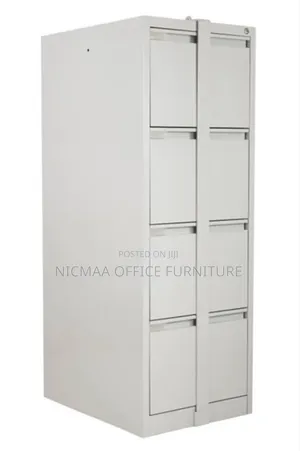 File Cabinet: Secure Grey 4-Drawer Filing Cabinet