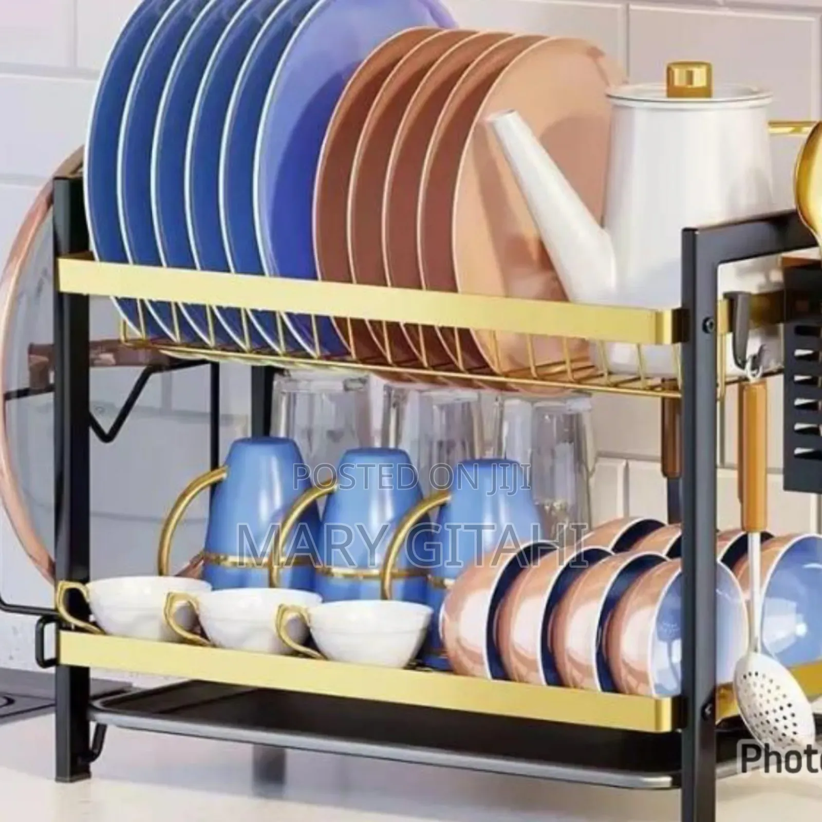 Kitchen 2 Tier Dishrack*
*Gold Black*
 Heavy Duty