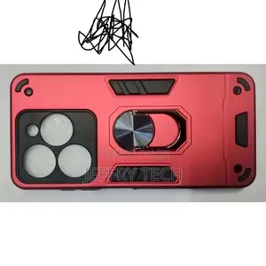 Infinix Smart 8 Shockproof Hybrid Ring Stand Cover Case Red.