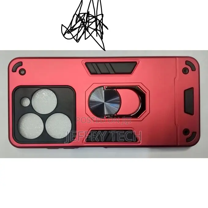 Infinix Smart 8 Shockproof Hybrid Ring Stand Cover Case Red.