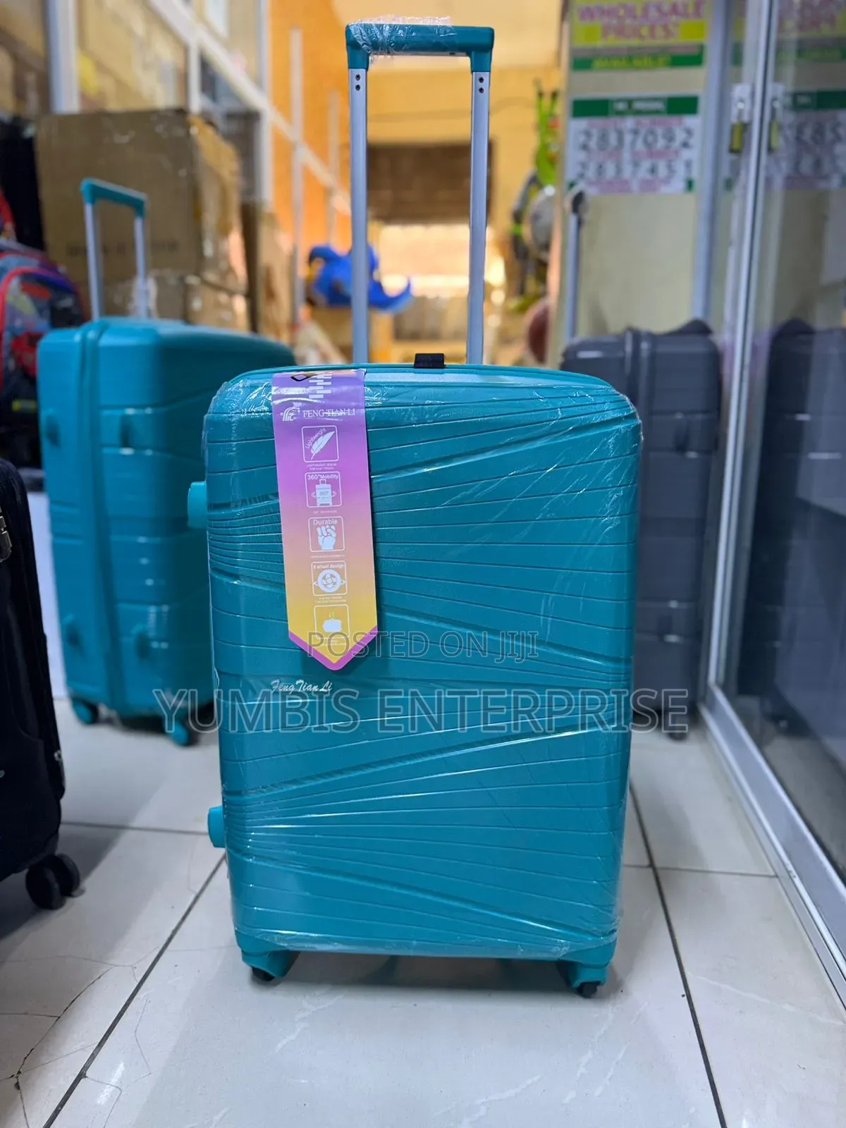 Green Medium Size Rubber Suitcase 1 Pc 66cm Height