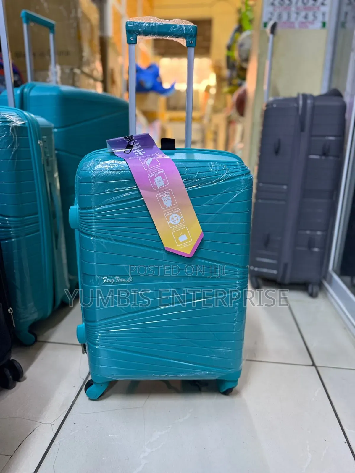 Small Size Green Turquoise Rubber Suitcase 56cm Height