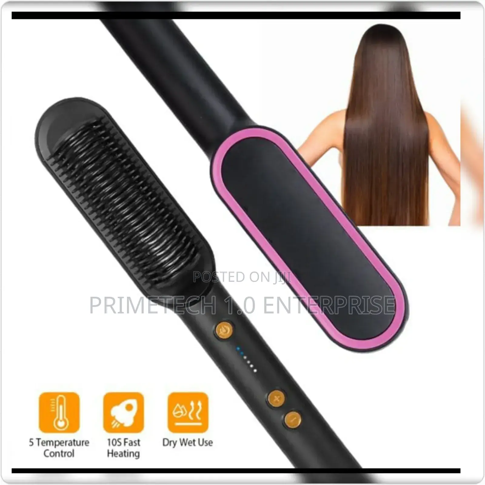 Electric Hair Straightener Comb-Iron Rotating Brush
