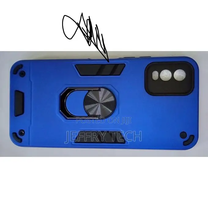 Nokia C32 Shockproof Hybrid Armor Magnetic Ring R Case Blue