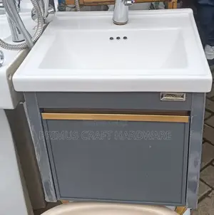 Vanity Cabinet -Grey and Gold