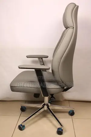 Gray Executive Leather Office Chair With Footrest