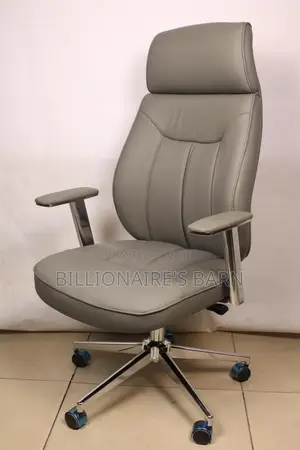 Gray Executive Leather Office Chair With Footrest