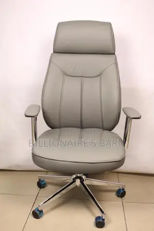Gray Executive Leather Office Chair With Footrest