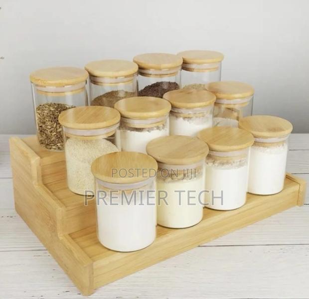 12 PCS Spice Jars With Bamboo Lids - main view