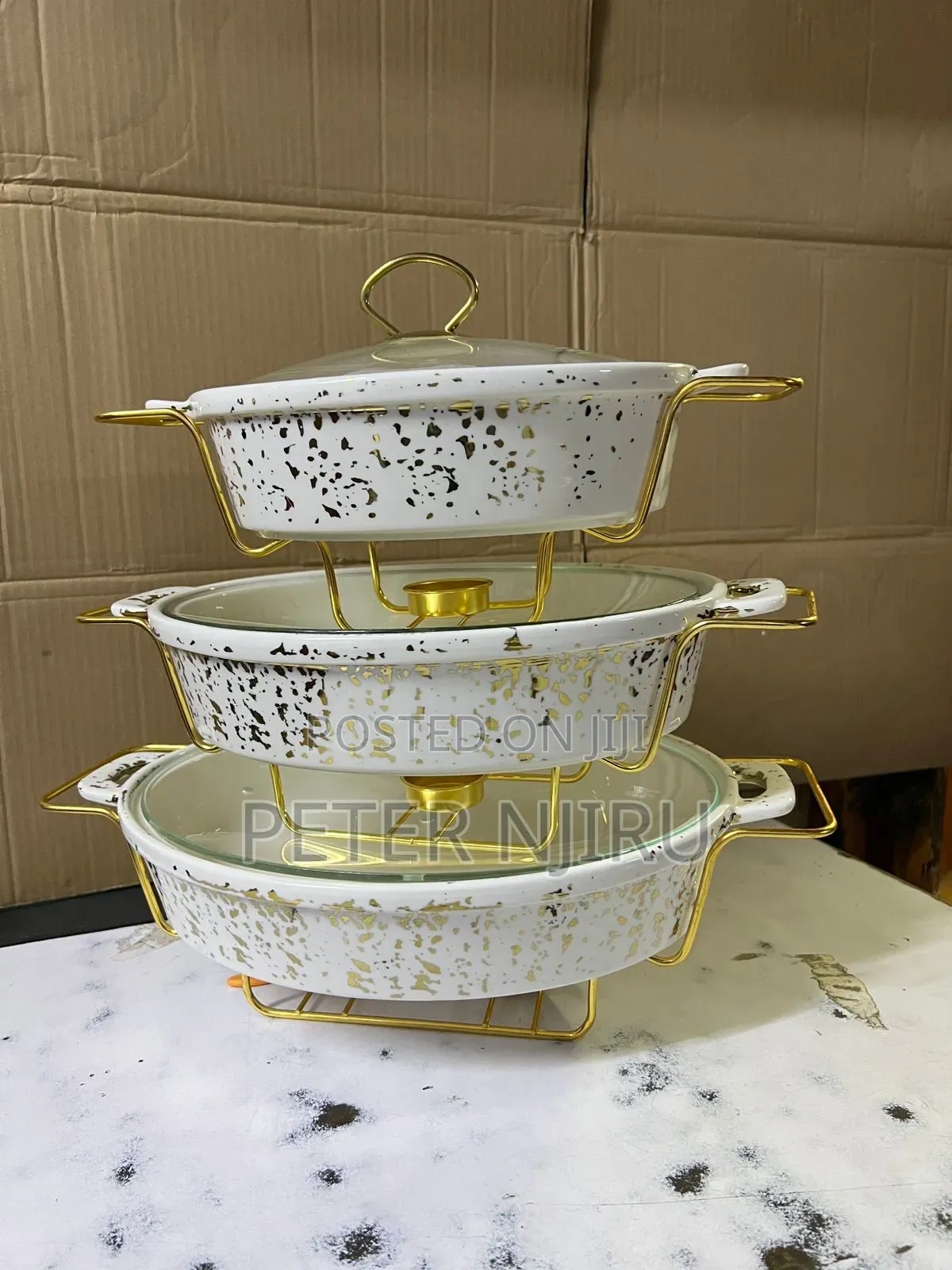 3 PCS Ceramic Chaffing Dishes 3.5 2.5 and 1.8l