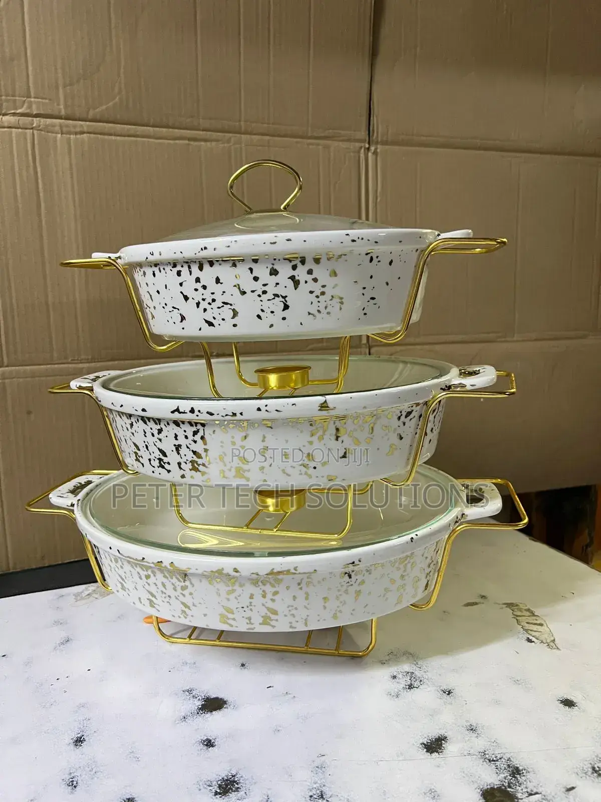 3 PCS Ceramic Chaffing Dishes 3.5 2.5 and 1.8l