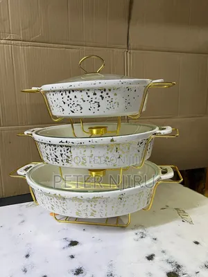 3 PCS Ceramic Chaffing Dishes 3.5 2.5 and 1.8l