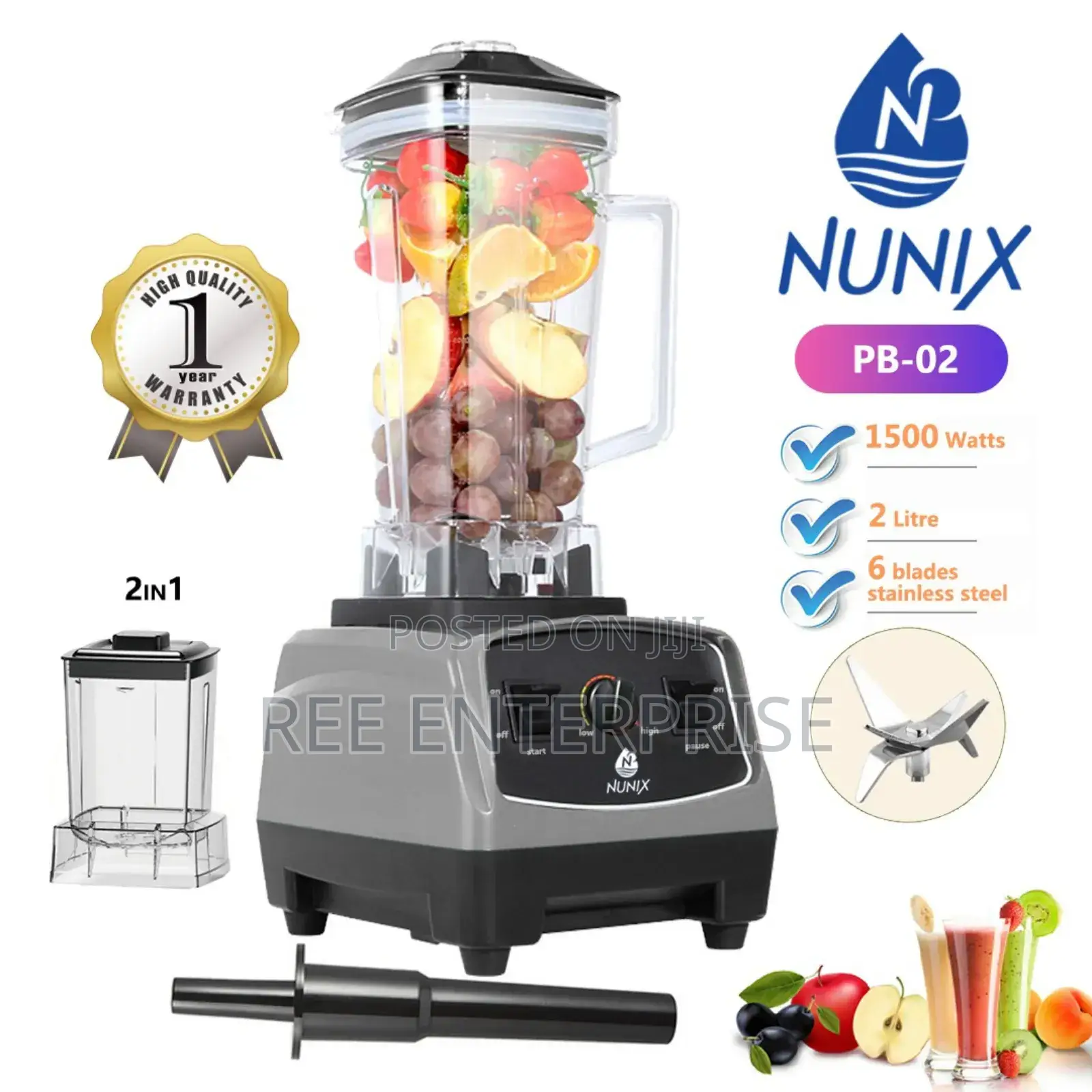 Heavy Duty 2 in 1 Nunix Commercial Blender