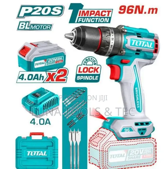 Total Tidli20968 Brushless Cordless Impact Drill 96nm 20v