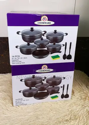Tc 14 Pieces Non-stick Black Coated Cooking Pot/Sufuria Set