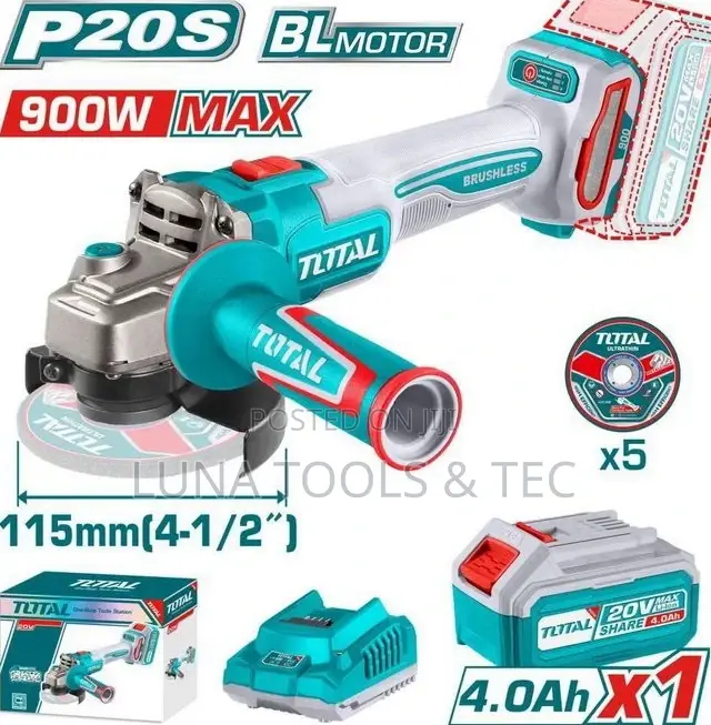 Total Tagli261521 Cordless Angle Grinder 900w 20v