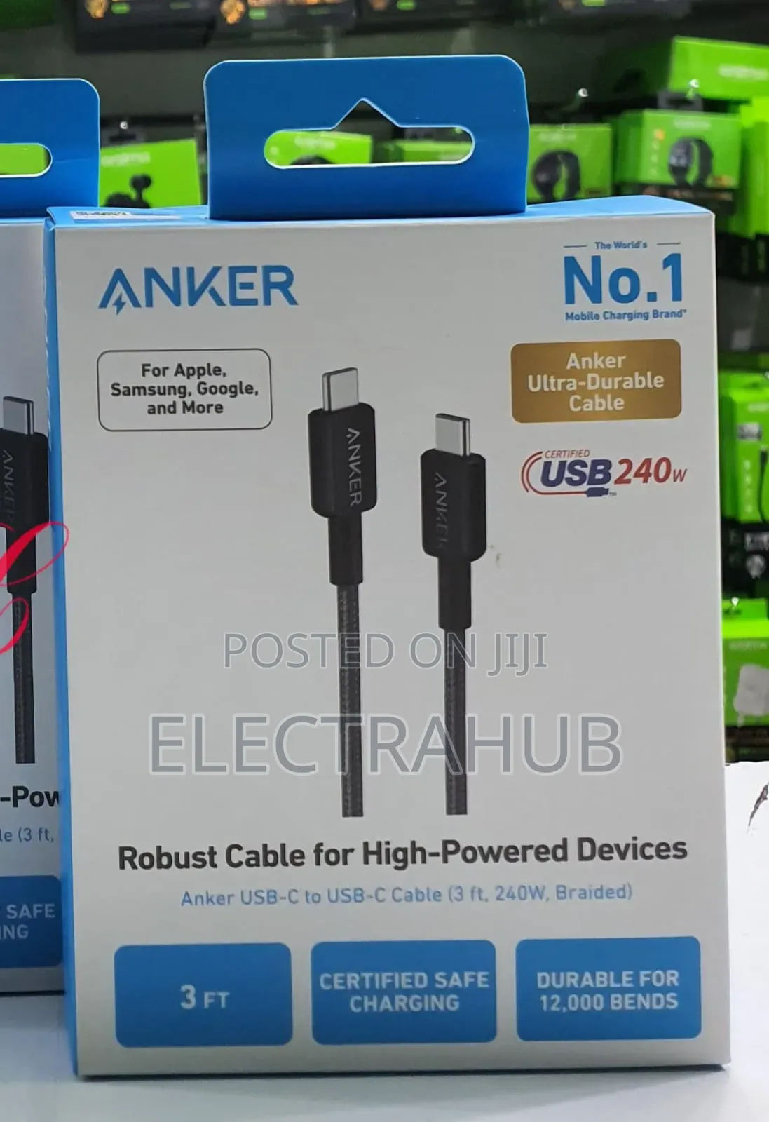 Anker 240w 3ft Usb-C to Usb-C Cable Braided New Sealed