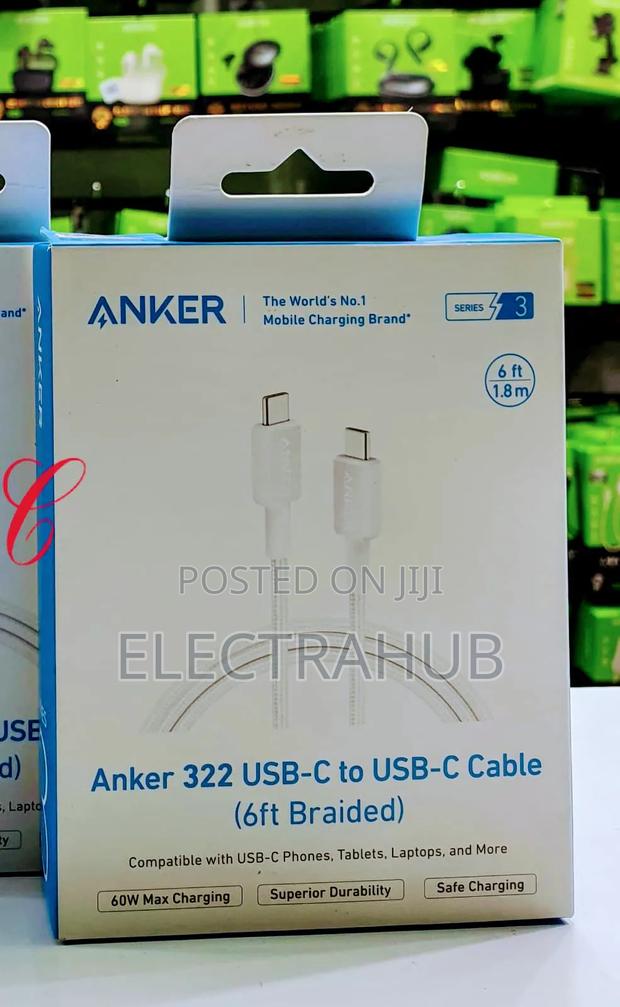 Anker *60w 6ft* 322 Usb-C to Usb-C Cable Braided New Sealed