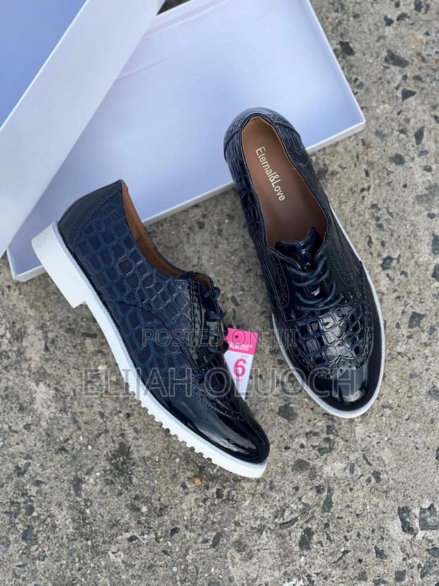 Glittering Wet Look Ladies Brogues - main view