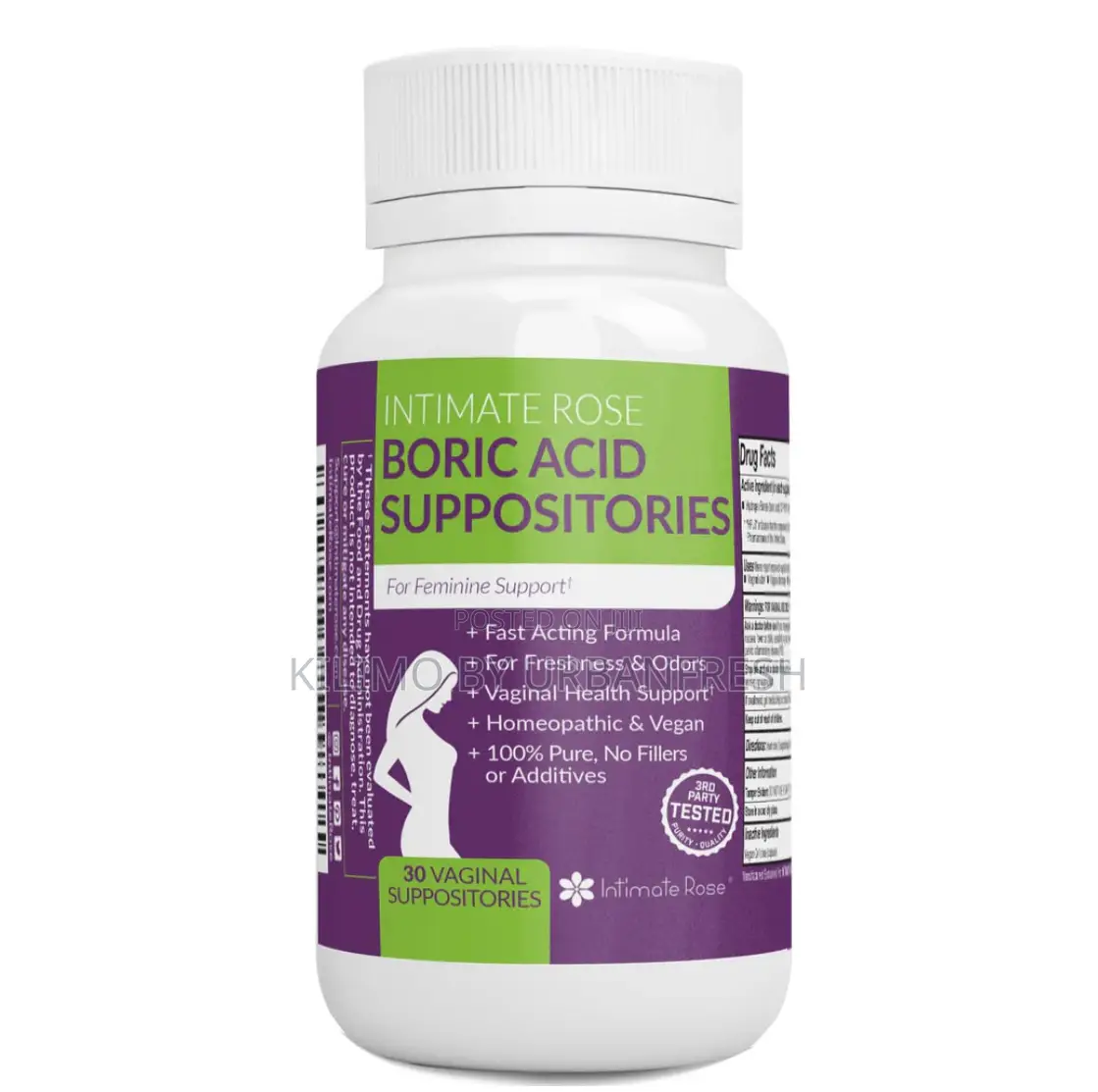Boric Acid Suppositories. 30 Capsules
