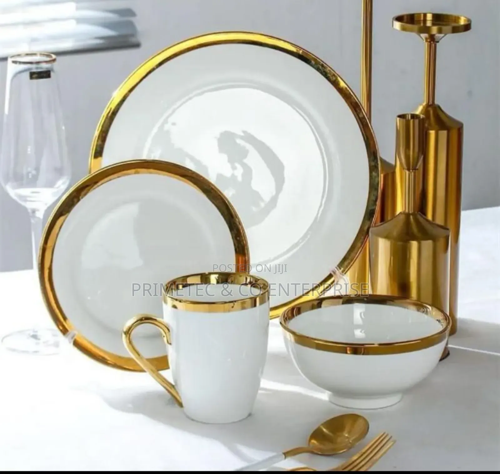 24pcs Dinner Set White and Gold