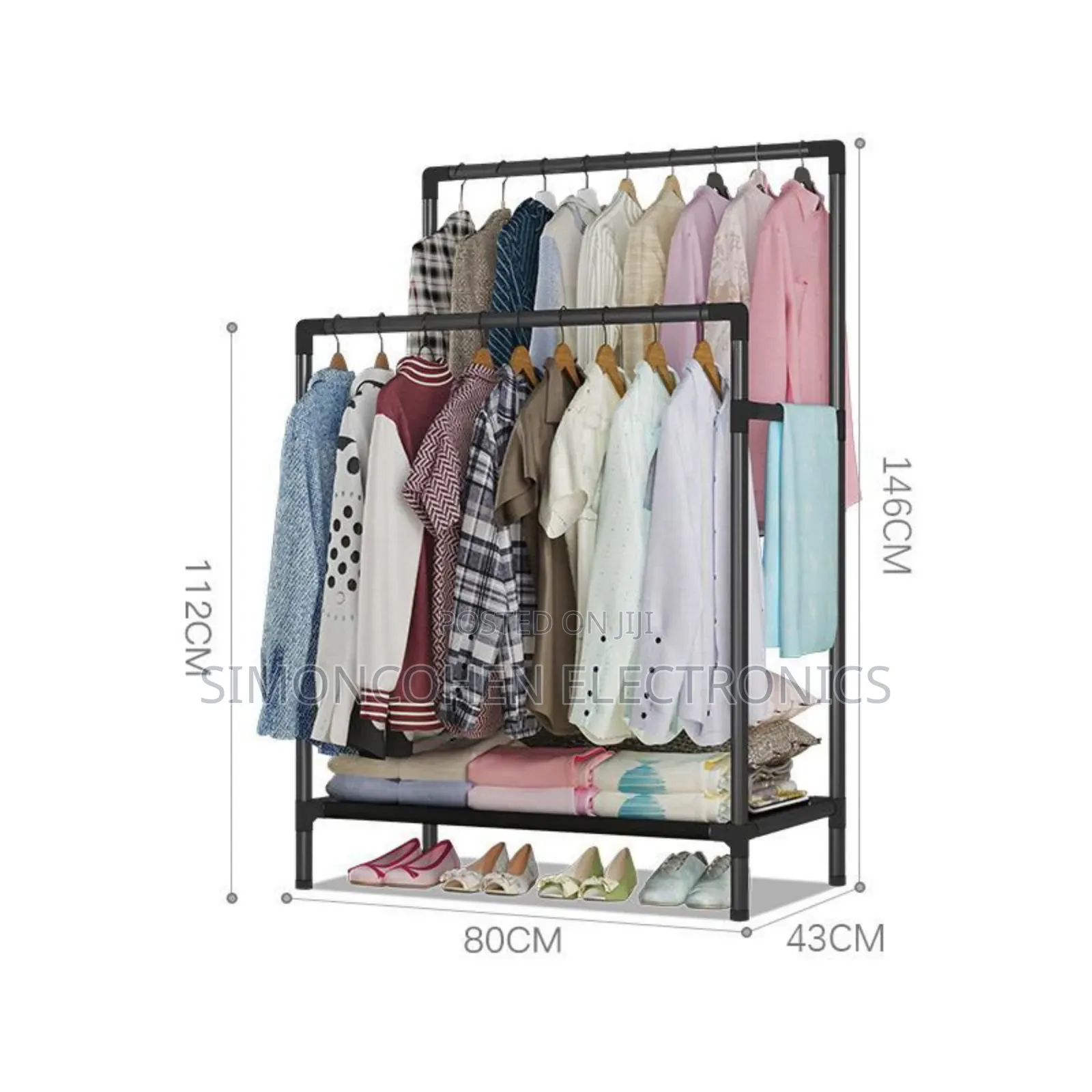 Double Pole Clothing Rack With Lower Storage