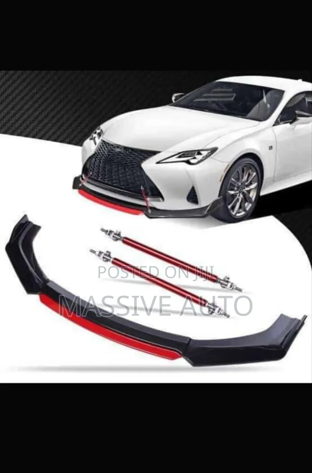 Plastic Front Bumper Lip/ Black Red Front Bumper Lip