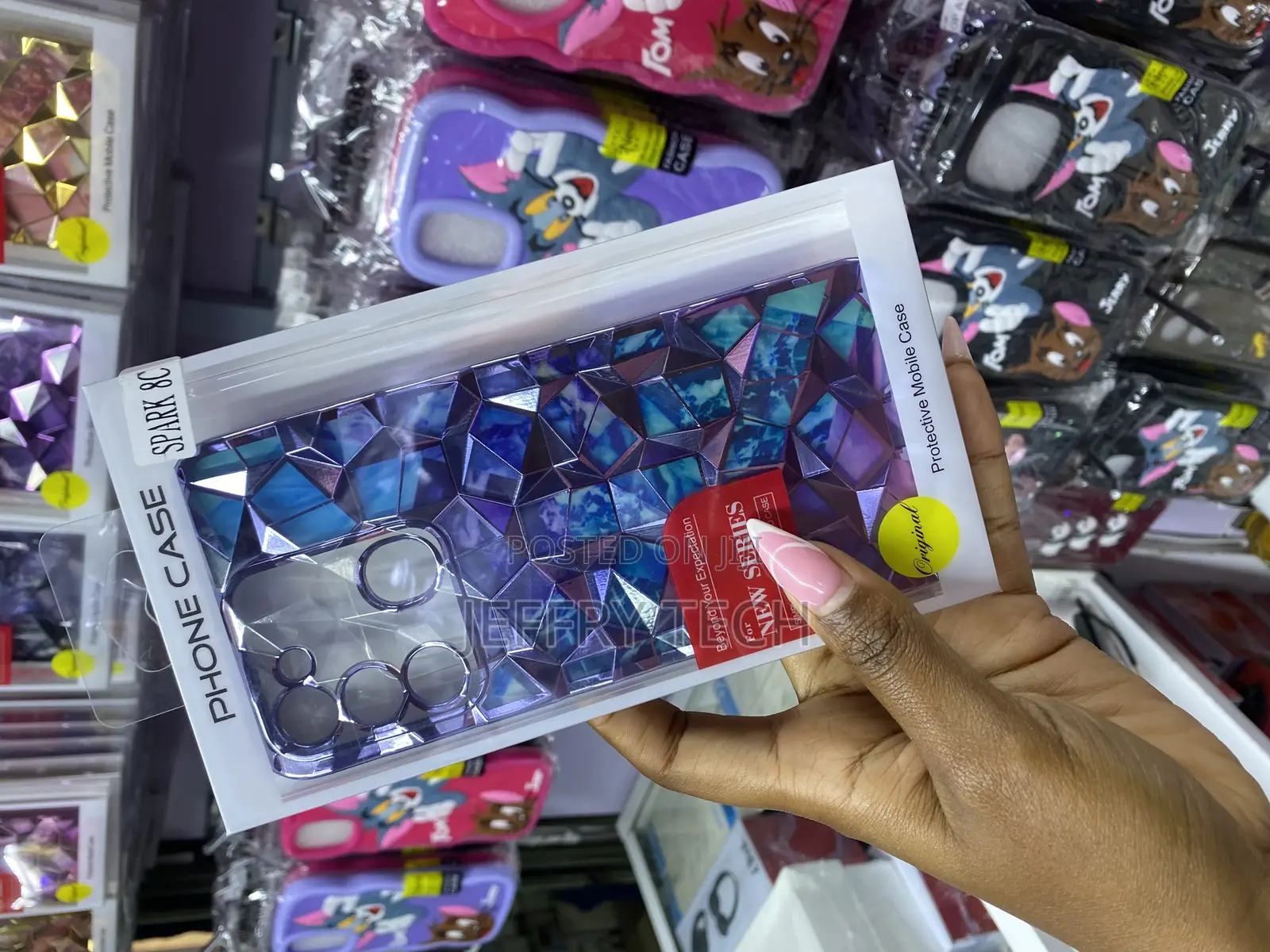 Spiky Tecno Spark 8c and Detachable Diamond Print Case