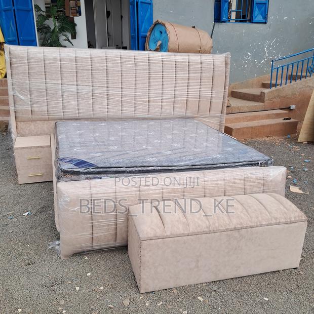 Executive 5 by 6 Ft Modern Bed + Ottoman + Side Drawers - thumbnail 2