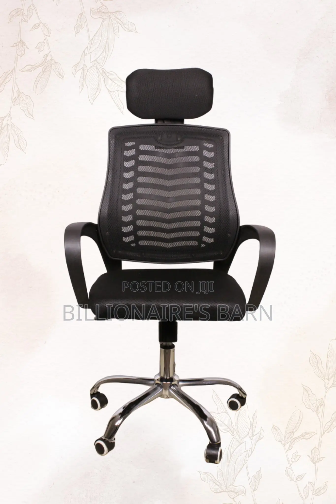 Secretarial Mesh Chair Adjustable Headrest-Black
