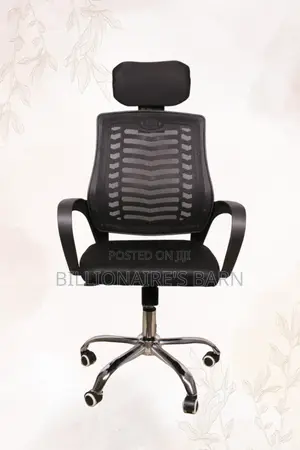 Secretarial Mesh Chair Adjustable Headrest-Black