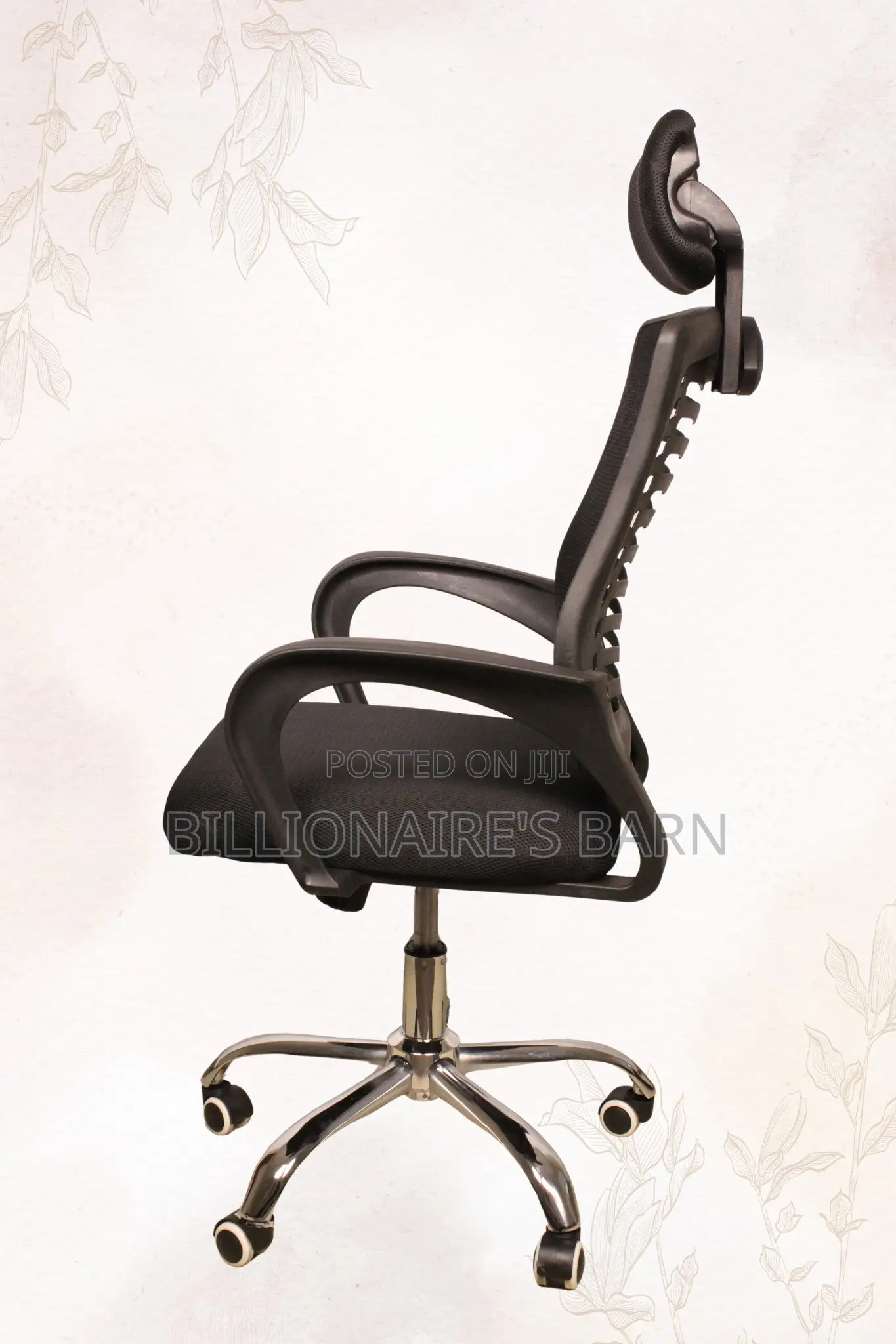 Secretarial Mesh Chair Adjustable Headrest-Black