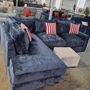 6 Seater L Seat With A Puff And Throw Pillows