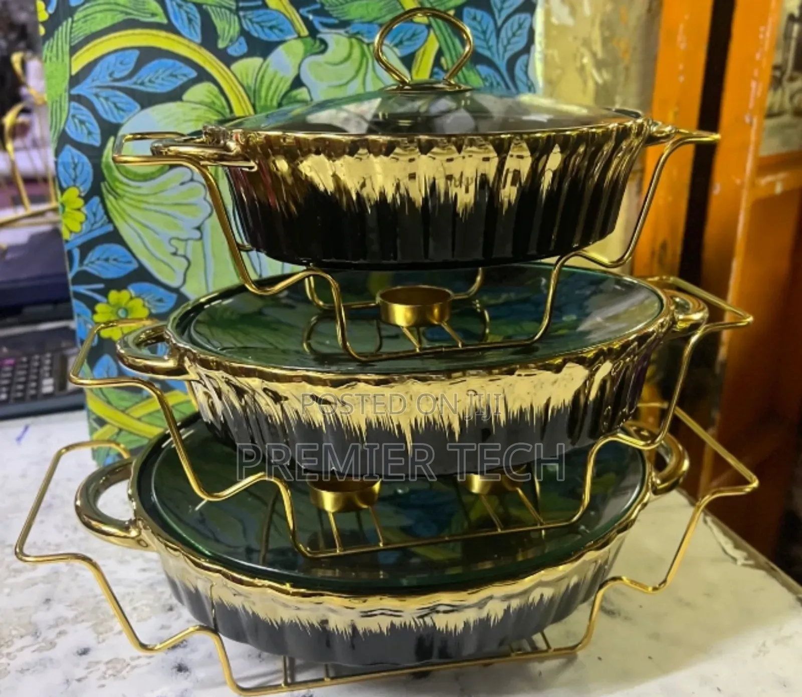 3 PCS Ceramic Chaffing Dishes 3.5l , 2.8 L and 1.8 L
