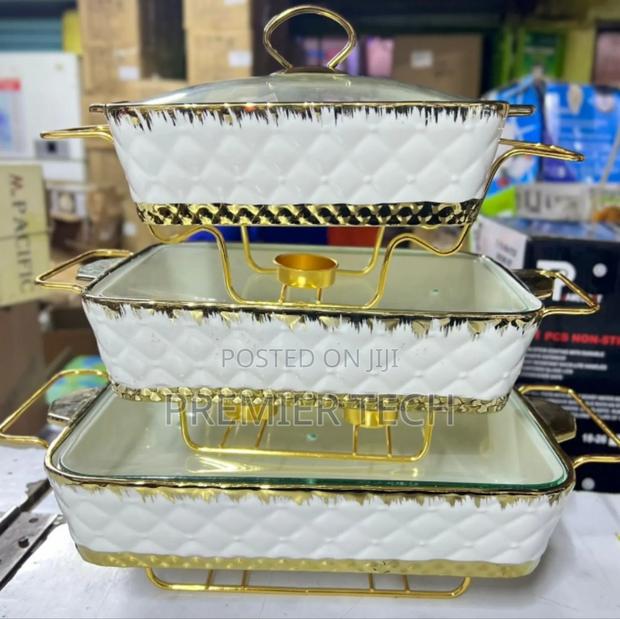 3 PCS Ceramic Chaffing Dishes 3.5l , 2.8 L and 1.8 L - thumbnail 2