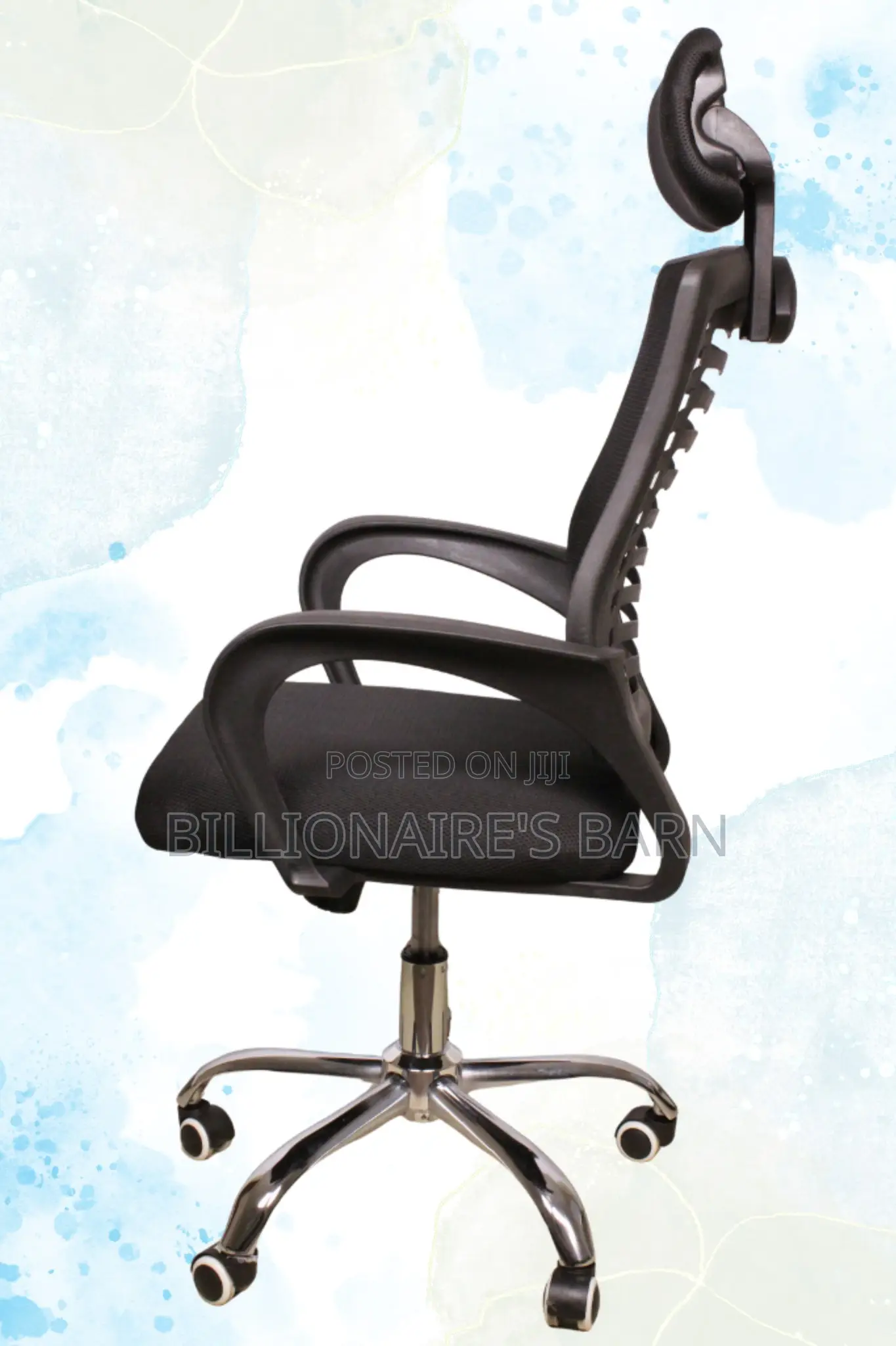 Headrest, Swivel Office Secretarial Chair-Black