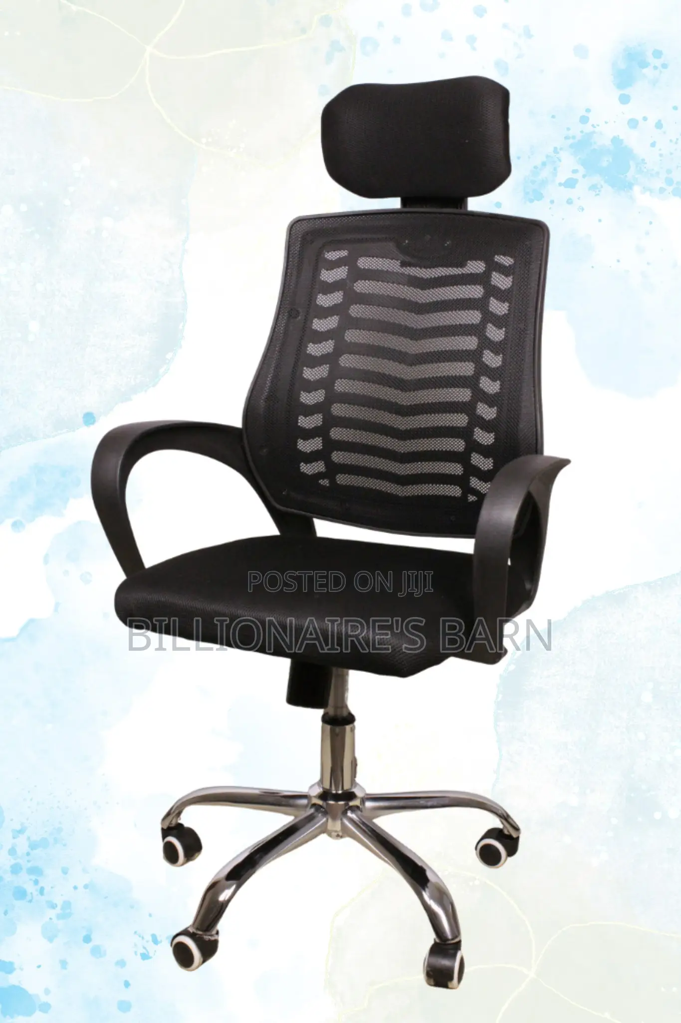 Headrest, Swivel Office Secretarial Chair-Black