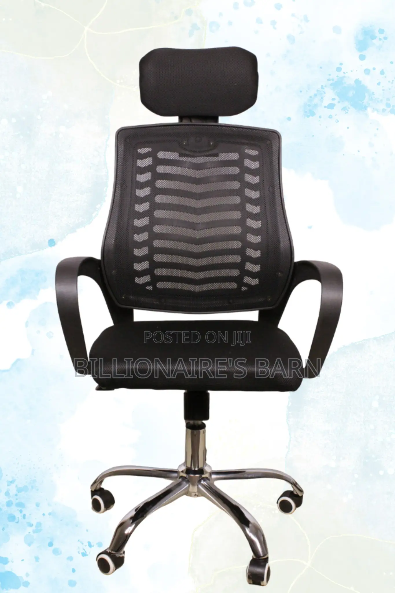 Headrest, Swivel Office Secretarial Chair-Black