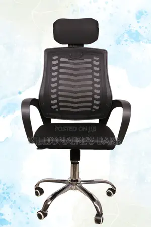 Headrest, Swivel Office Secretarial Chair-Black
