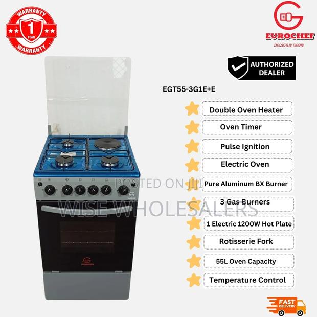 Eurochef Free Standing 3 Gas Burner +1 Electric Cooker