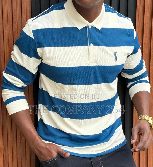 Quality Cotton Long-Sleeved Collar Men Casual Tshirts - thumbnail 2