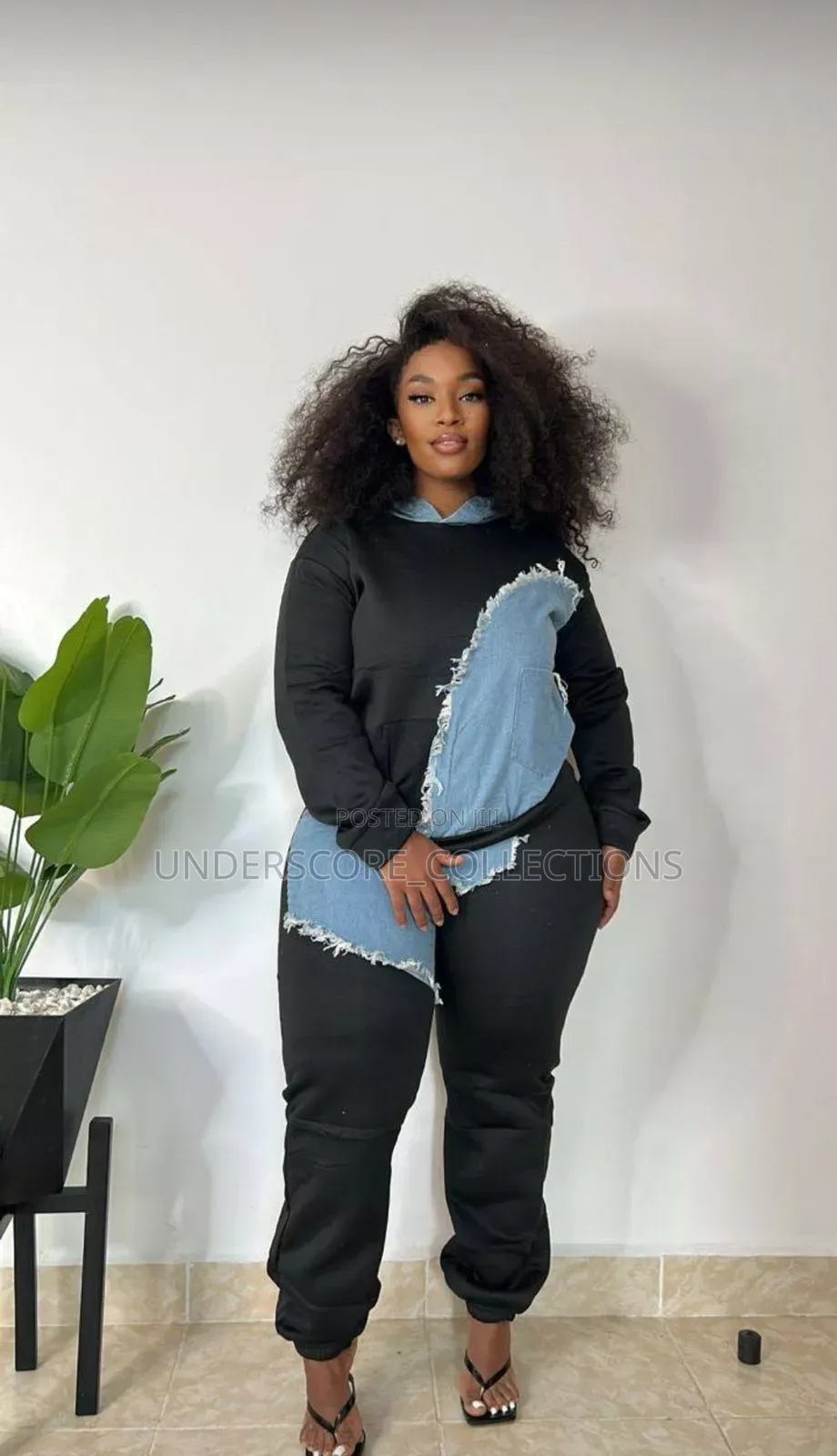 Two Piece Set With Denim Patches