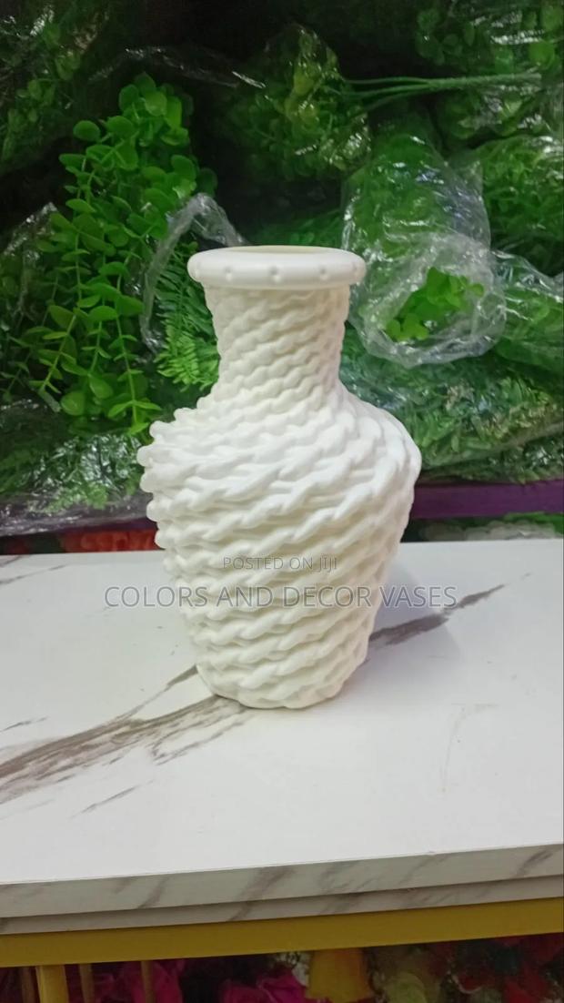 Textured White Decorative Table Top Vase - main view