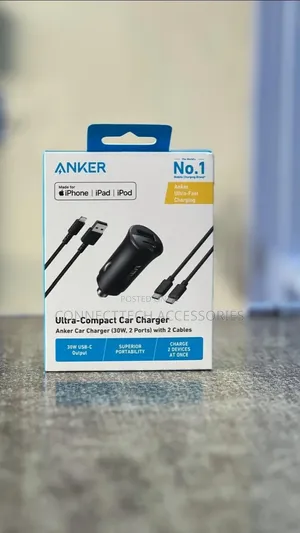 Anker Ultra-compact Car Charger (30w, 2 Ports) With 2 Cables