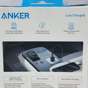 Anker Ultra-compact Car Charger (30w, 2 Ports) With 2 Cables